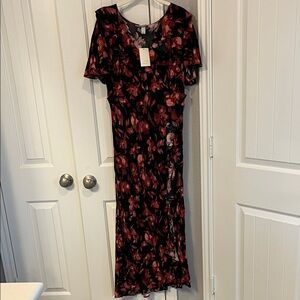 A New Day Black and Red Floral Maxi Dress